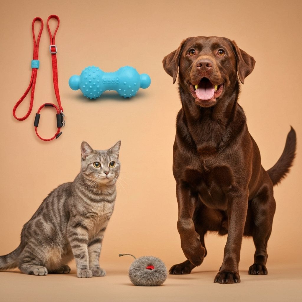 Perro y gato felices con productos premium